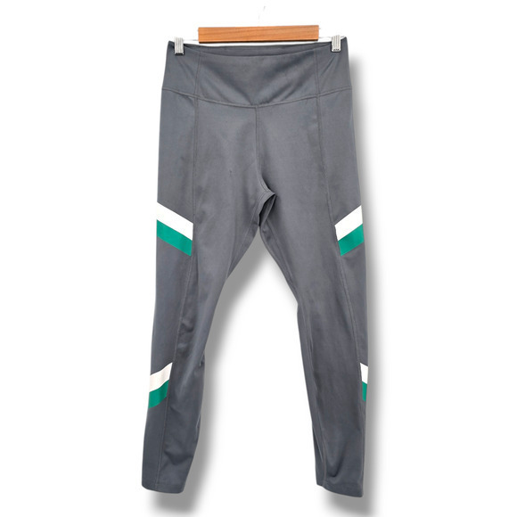Nike Women's Dri-Fit Striped Detail Leggings‎ Gray White Green Size Medium - Picture 1 of 10